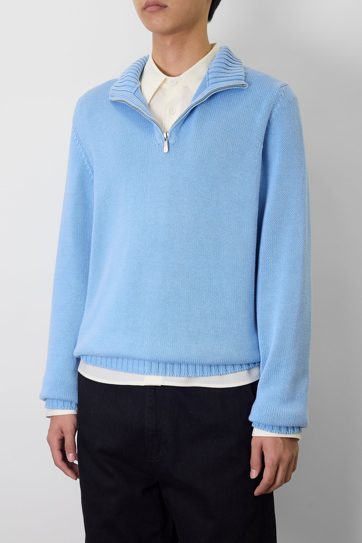 MALO SKY BLUE COTTON KNIT MADE IN ITALY
