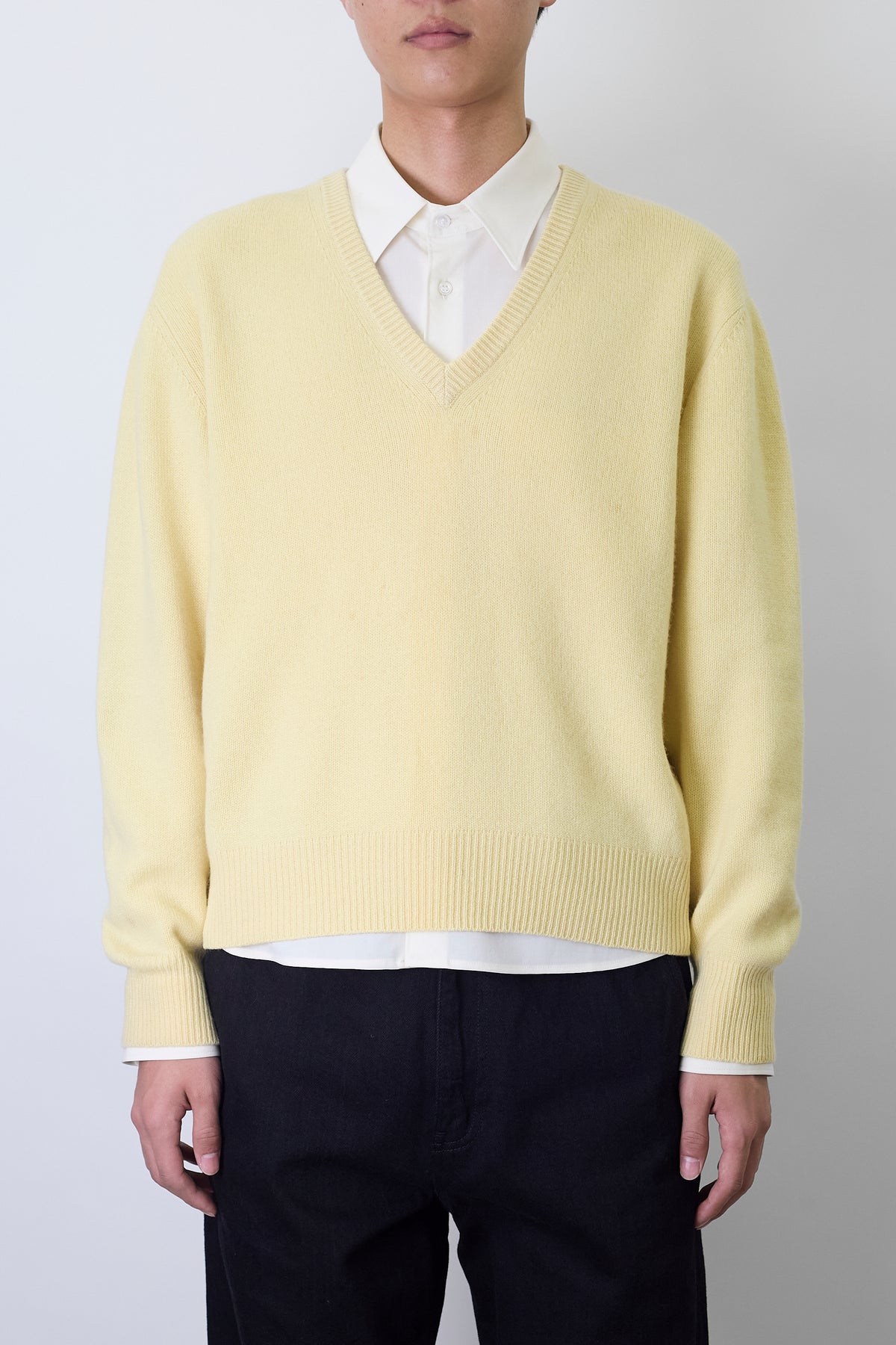 CHRISTIAN DIOR YELLOW CASHMERE V NECK KNIT MADE IN ITALY