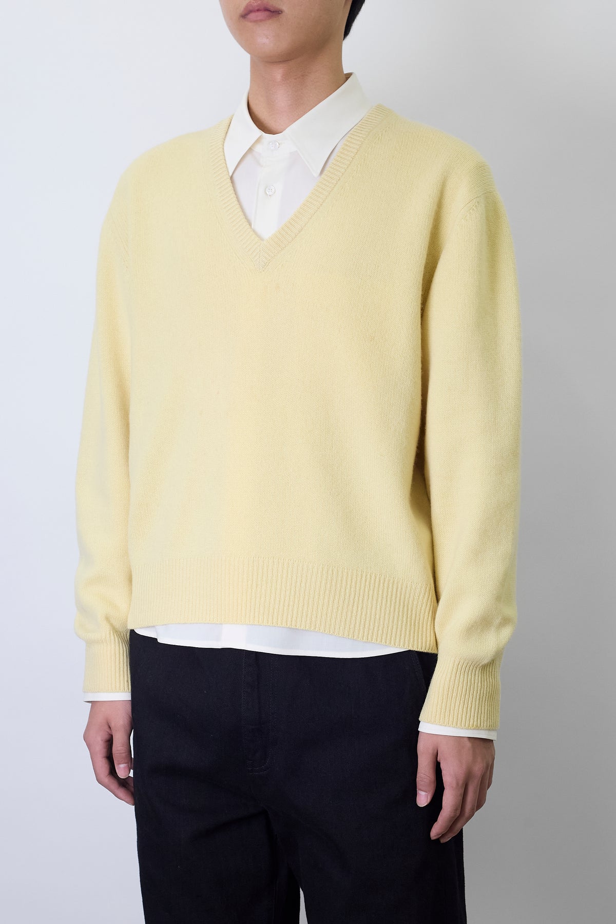 CHRISTIAN DIOR YELLOW CASHMERE V NECK KNIT MADE IN ITALY