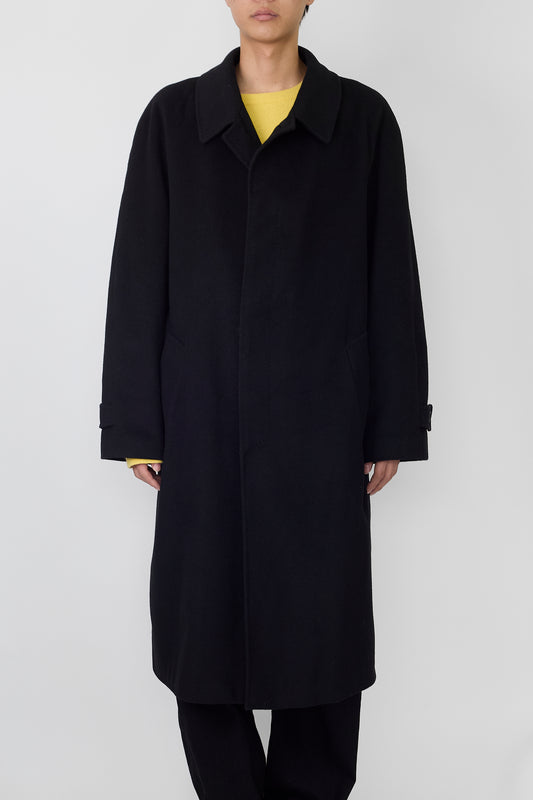 GINALEBOLE BLACK WOOL CASHMERE LONG COAT MADE IN ITALY