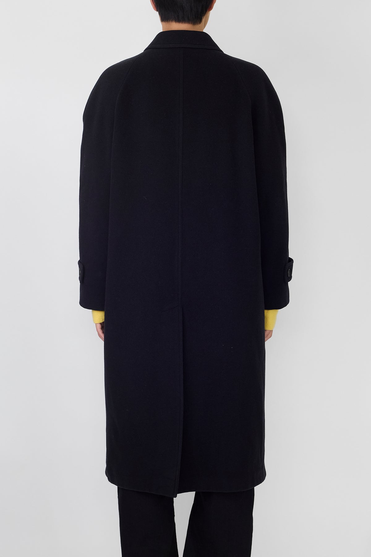 EMPORIO ARMANI BLACK WOOL CASHMERE LONG COAT MADE IN ITALY