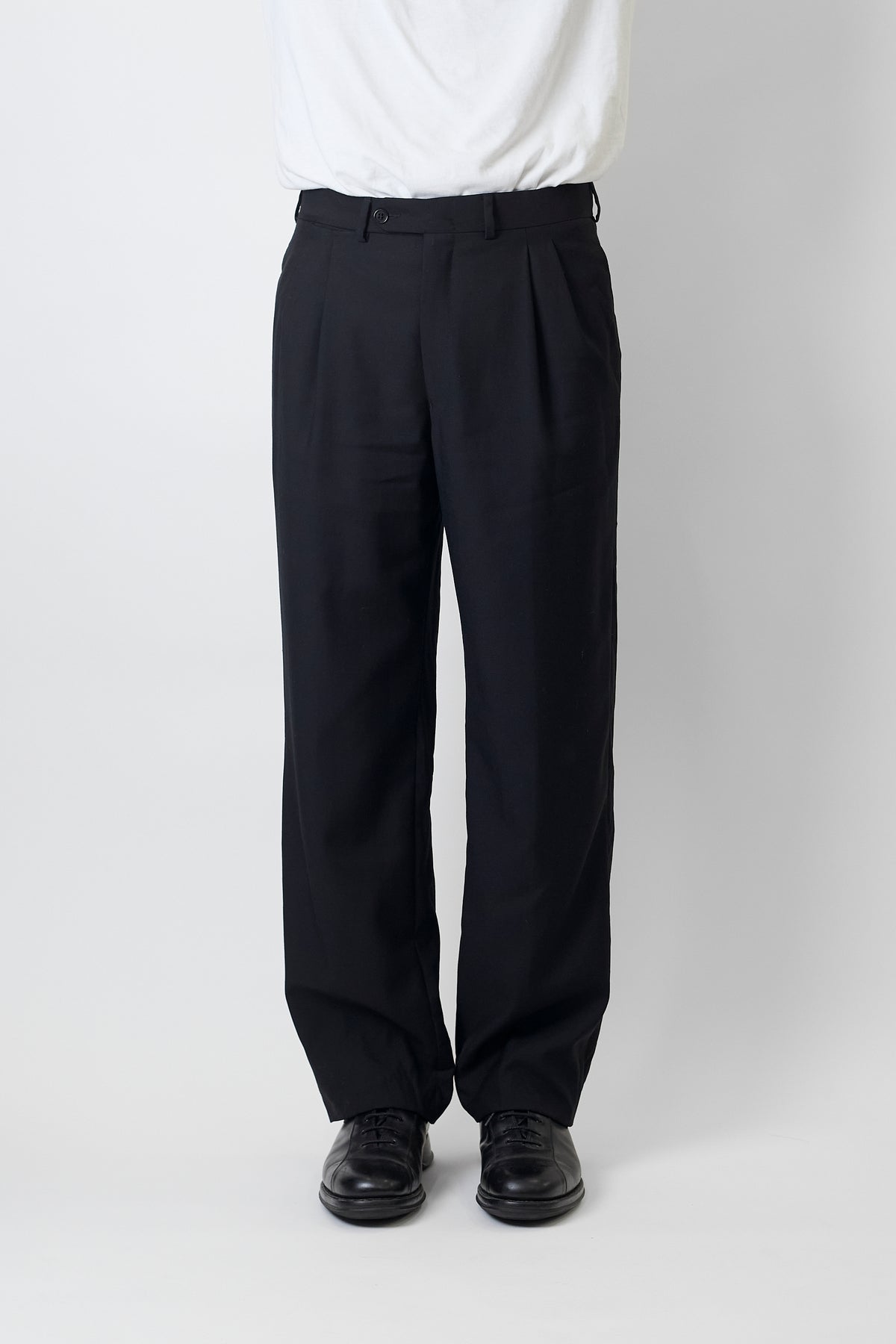 PIERRE CARDIN BLACK WOOL WIDE PANTS MADE IN FRANCE
