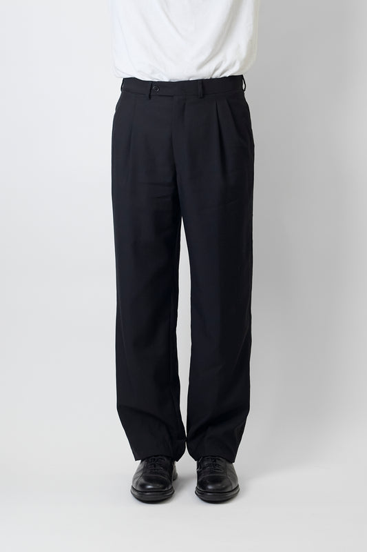 PIERRE CARDIN BLACK WOOL WIDE PANTS MADE IN FRANCE