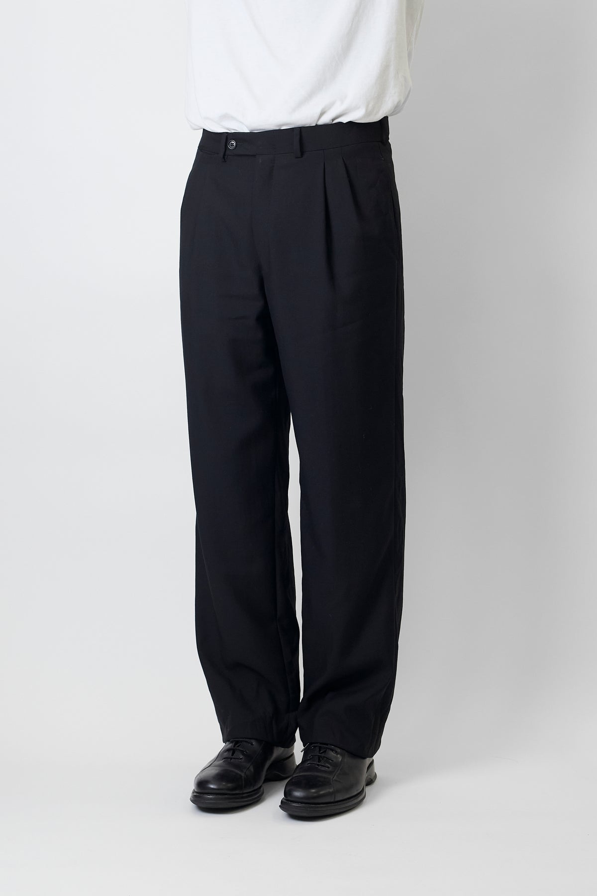 PIERRE CARDIN BLACK WOOL WIDE PANTS MADE IN FRANCE