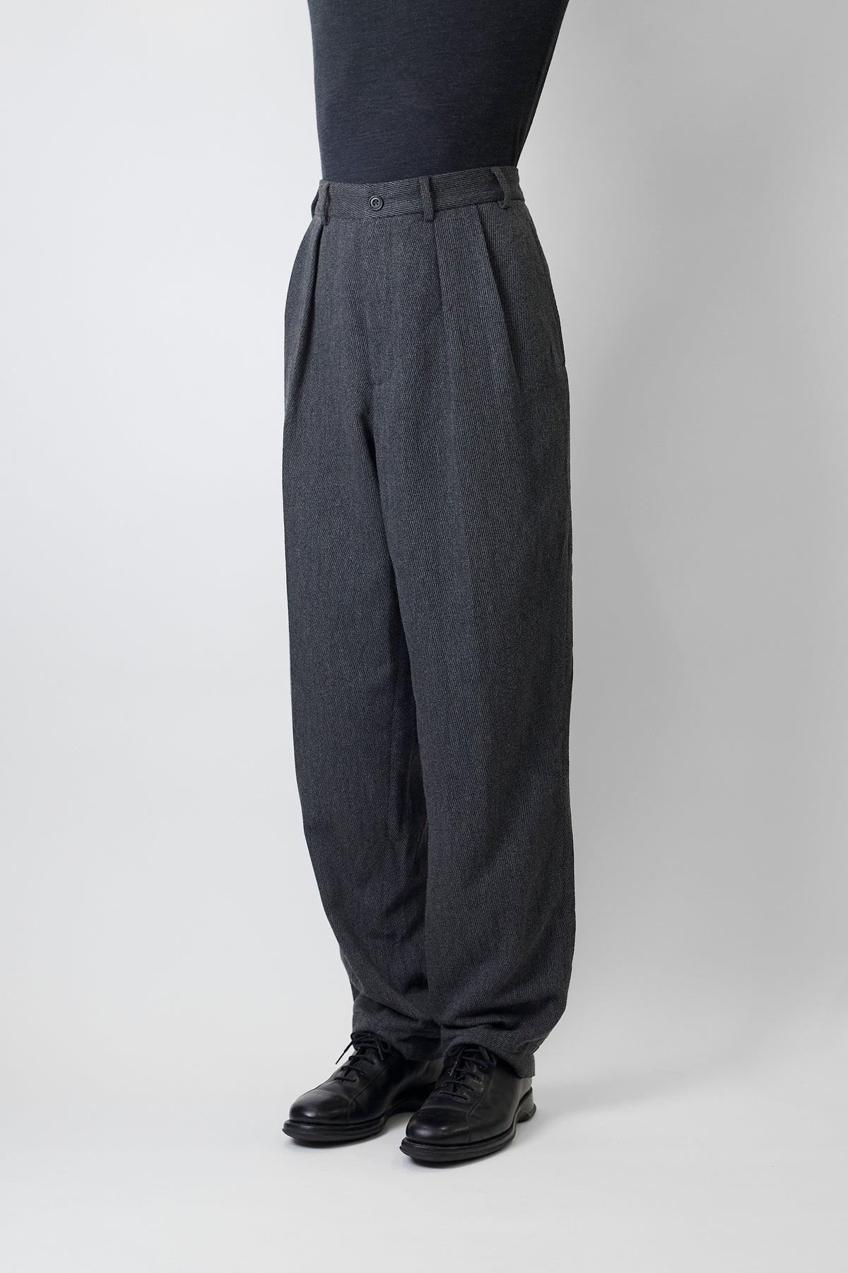 VINTAGE GRAY WOOL WIDE PANTS