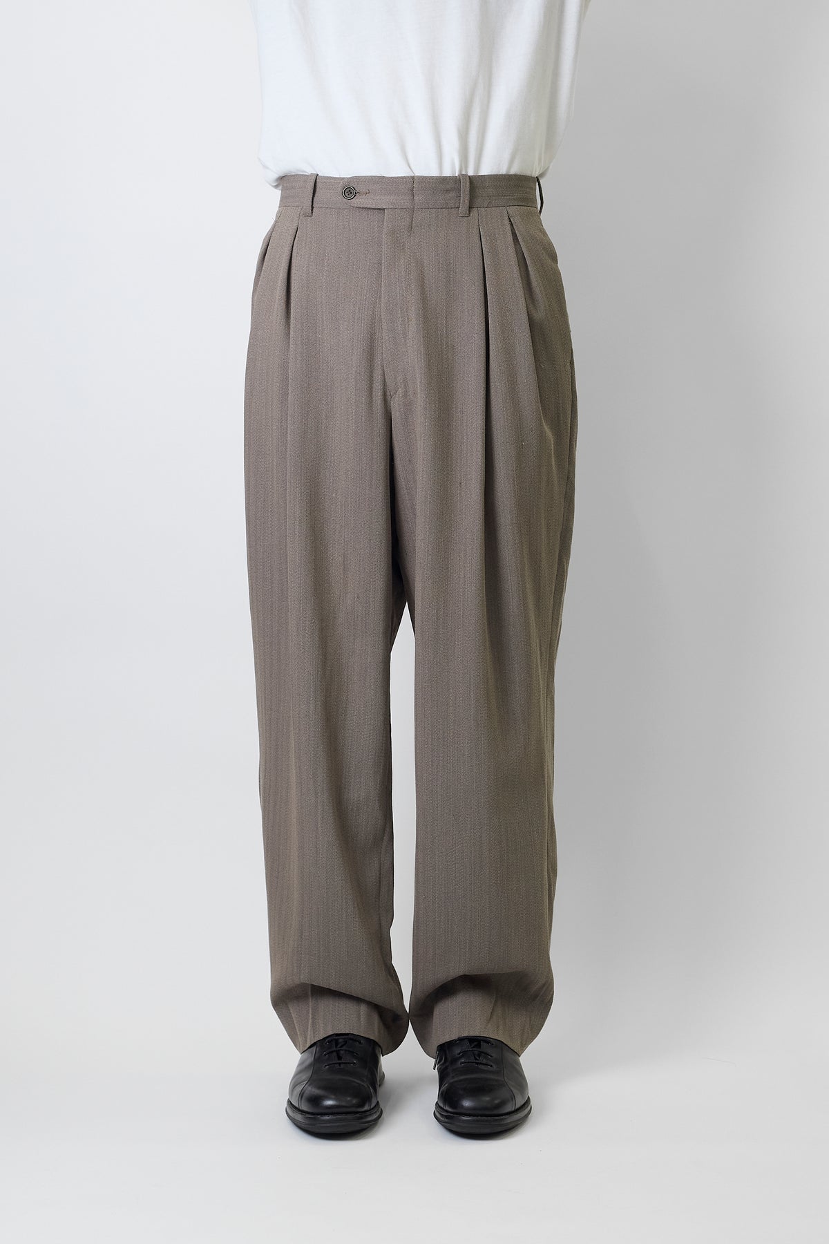 GIORGIO ARMANI GRAY BEIGE WOOL WIDE PANTS MADE IN ITALY