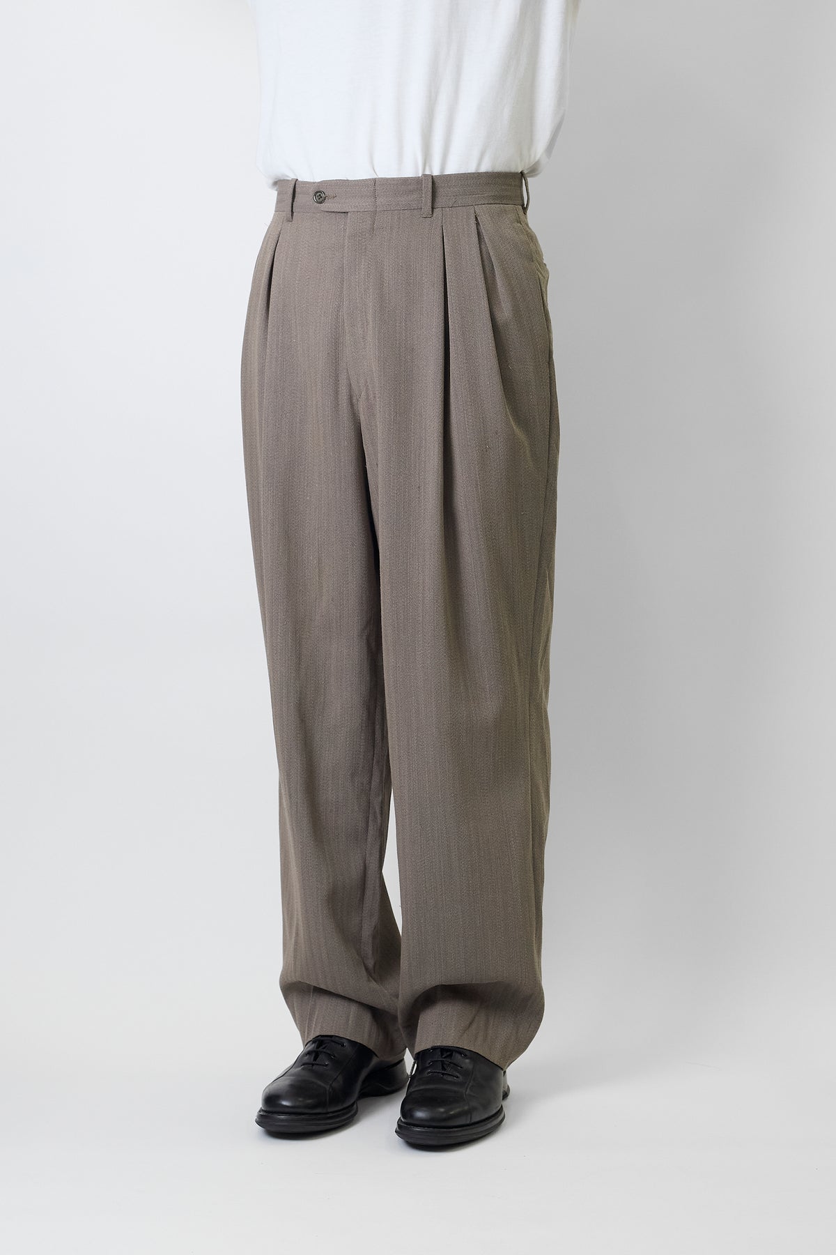 GIORGIO ARMANI GRAY BEIGE WOOL WIDE PANTS MADE IN ITALY