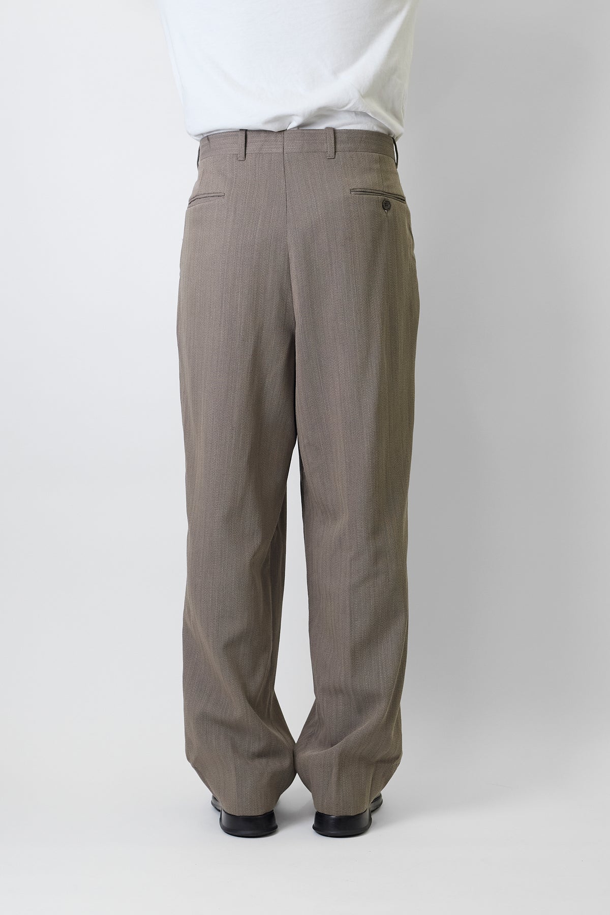 GIORGIO ARMANI GRAY BEIGE WOOL WIDE PANTS MADE IN ITALY