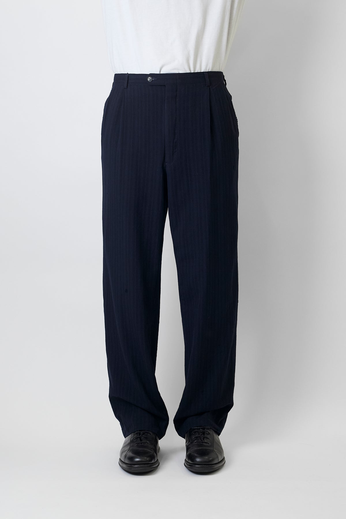 CHRISTIAN DIOR NAVY WOOL WIDE PANTS MADE IN FRANCE