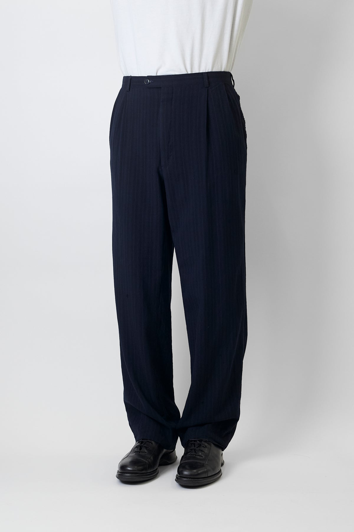 CHRISTIAN DIOR NAVY WOOL WIDE PANTS MADE IN FRANCE