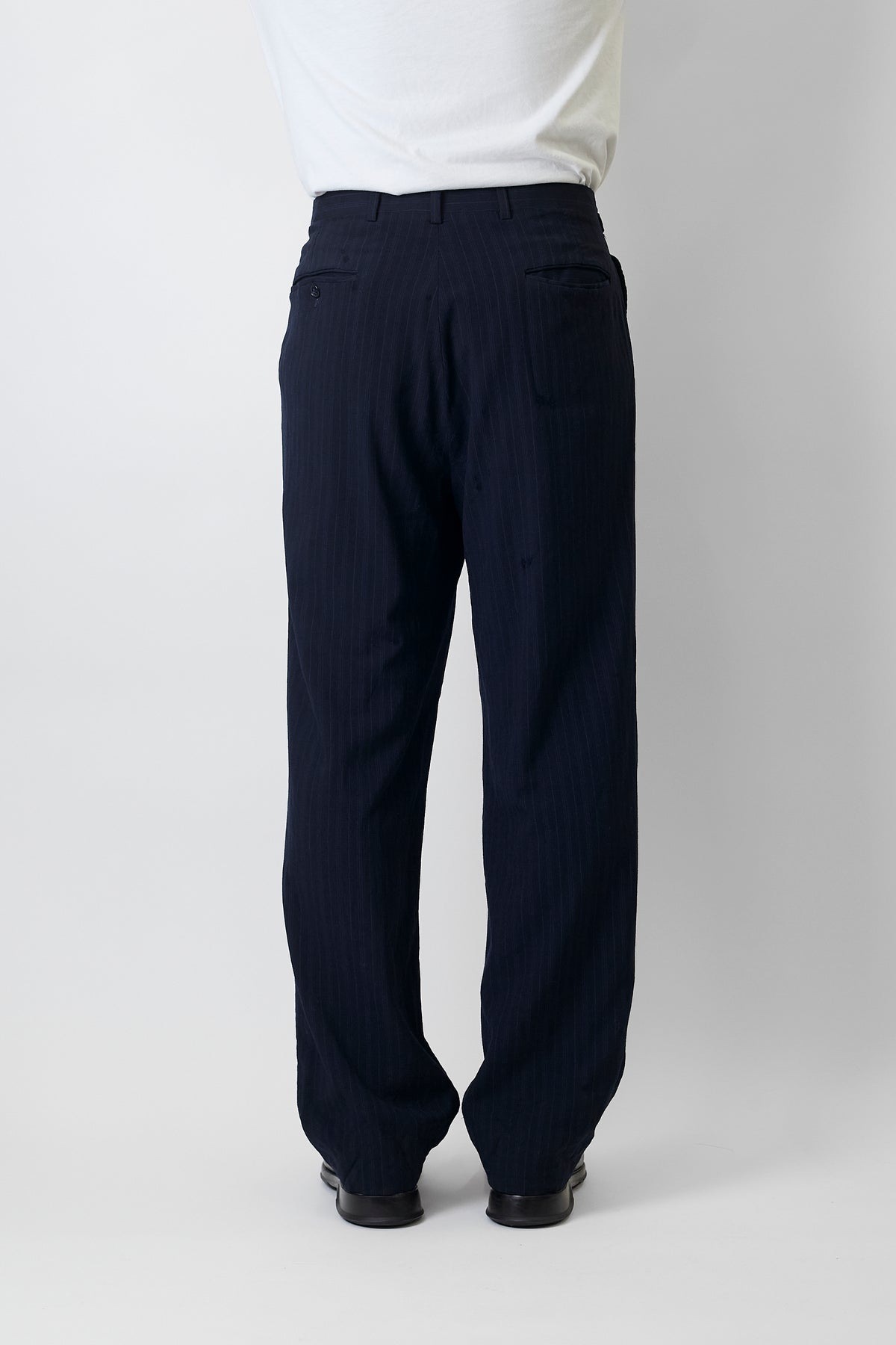 CHRISTIAN DIOR NAVY WOOL WIDE PANTS MADE IN FRANCE
