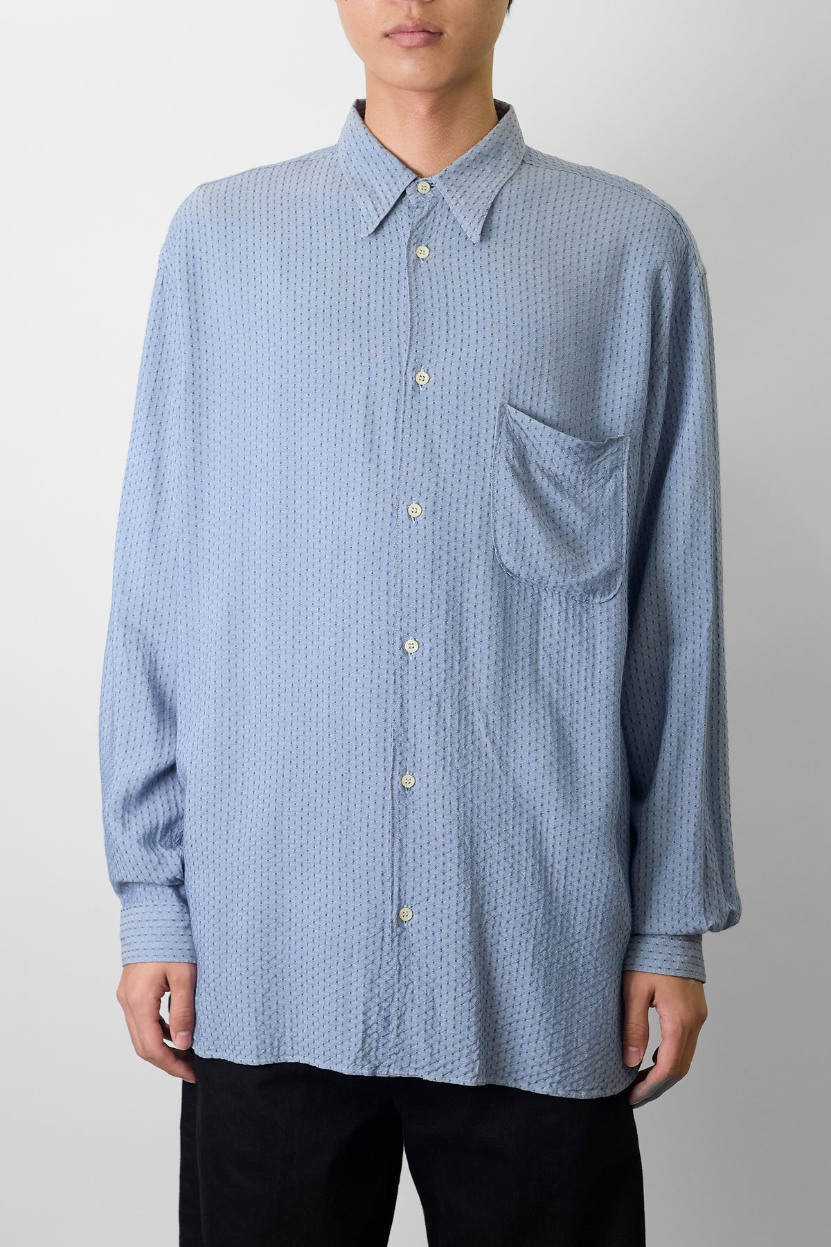 GIORGIO ARMANI DESIGNED BLUE WIDE SHIRT MADE IN ITALY
