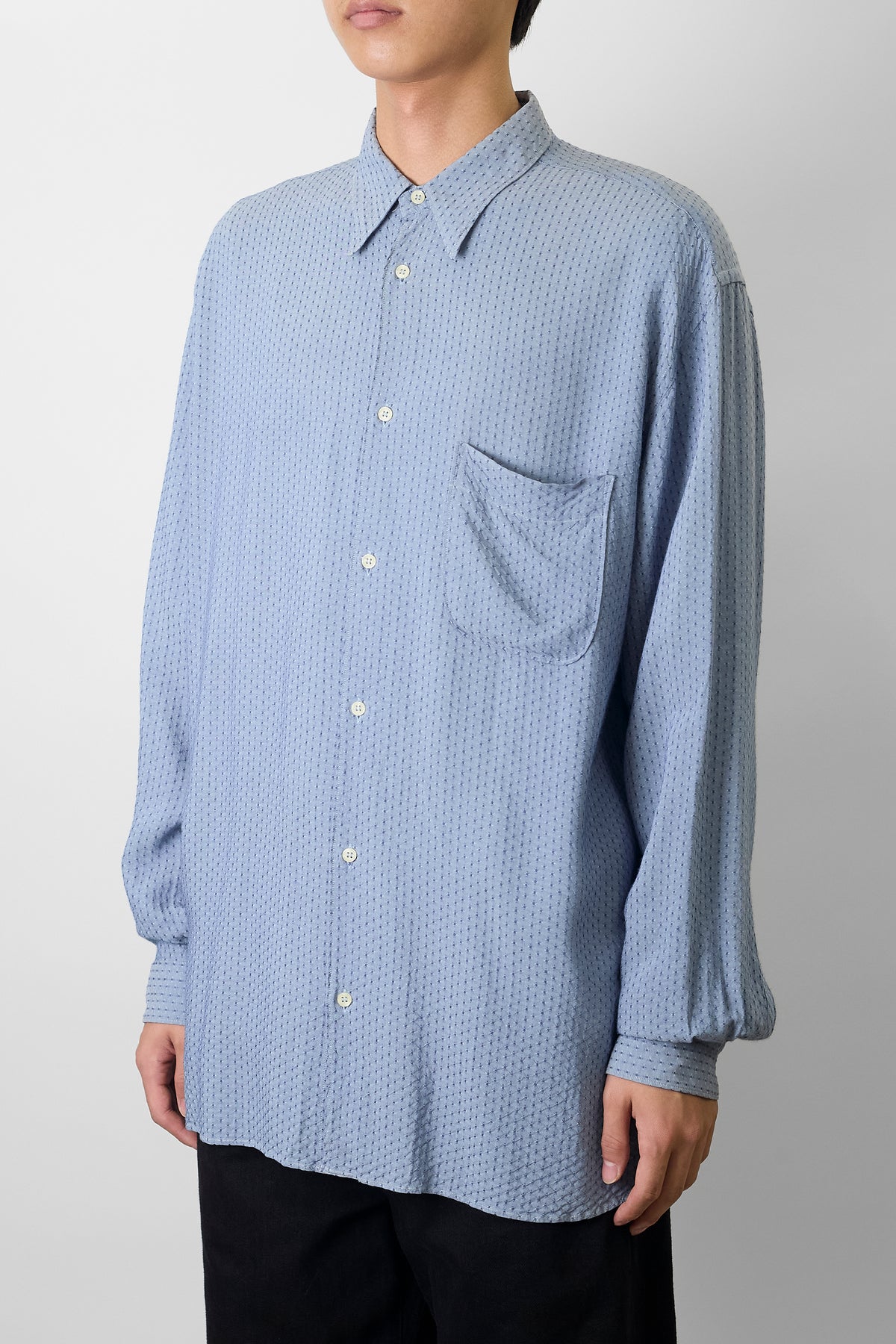 GIORGIO ARMANI DESIGNED BLUE WIDE SHIRT MADE IN ITALY