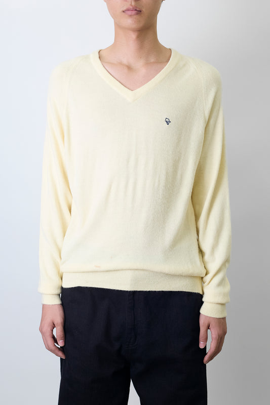CHRISTIAN DIOR YELLOW V NECK KNIT MADE IN USA