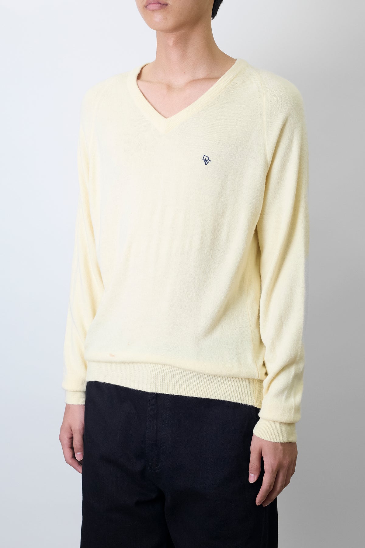 CHRISTIAN DIOR YELLOW V NECK KNIT MADE IN USA