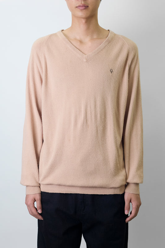 CHRISTIAN DIOR BEIGE V NECK KNIT MADE IN USA