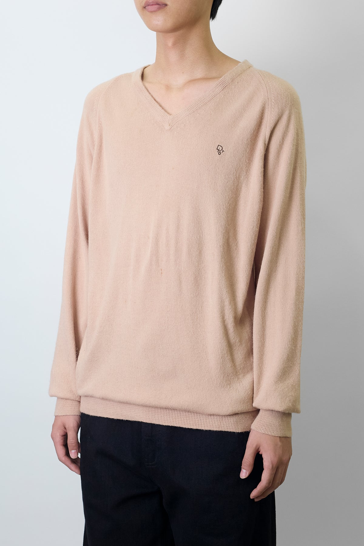 CHRISTIAN DIOR BEIGE V NECK KNIT MADE IN USA