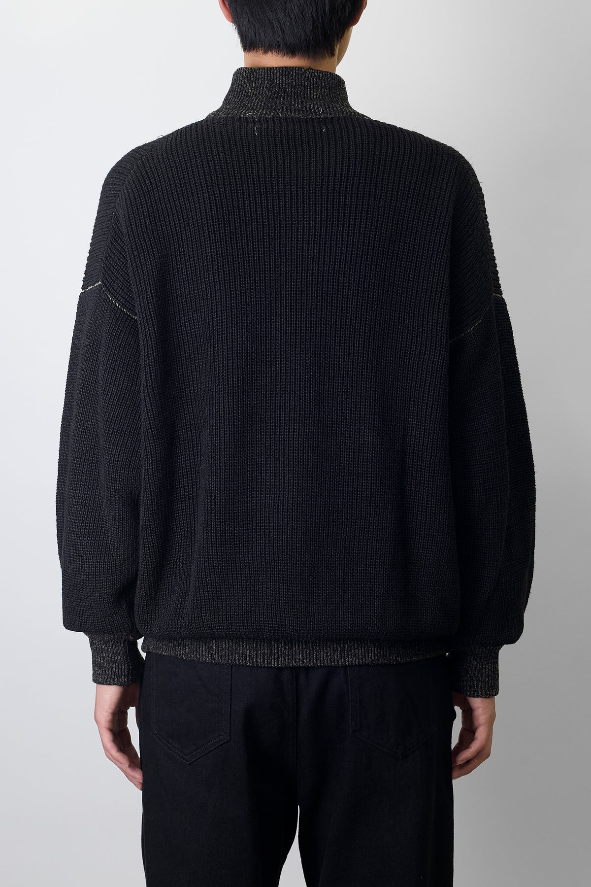 COMME DES GARCONS HOMME DESIGNED BLACK LINEN ZIP UP KNIT