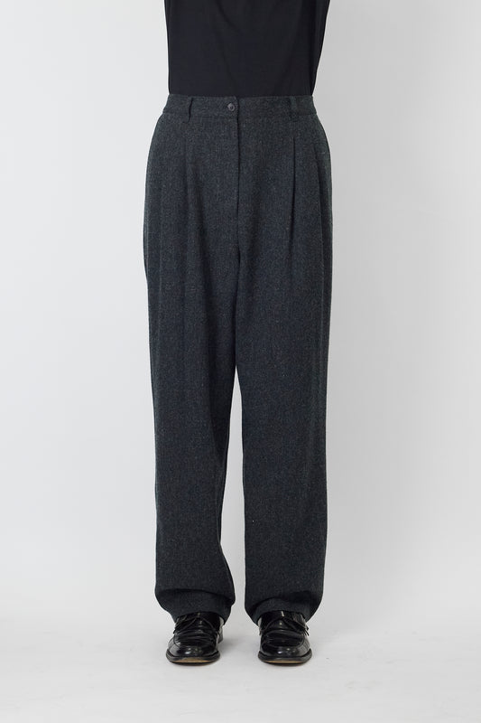 VINTAGE GRAY WOOL WIDE PANTS