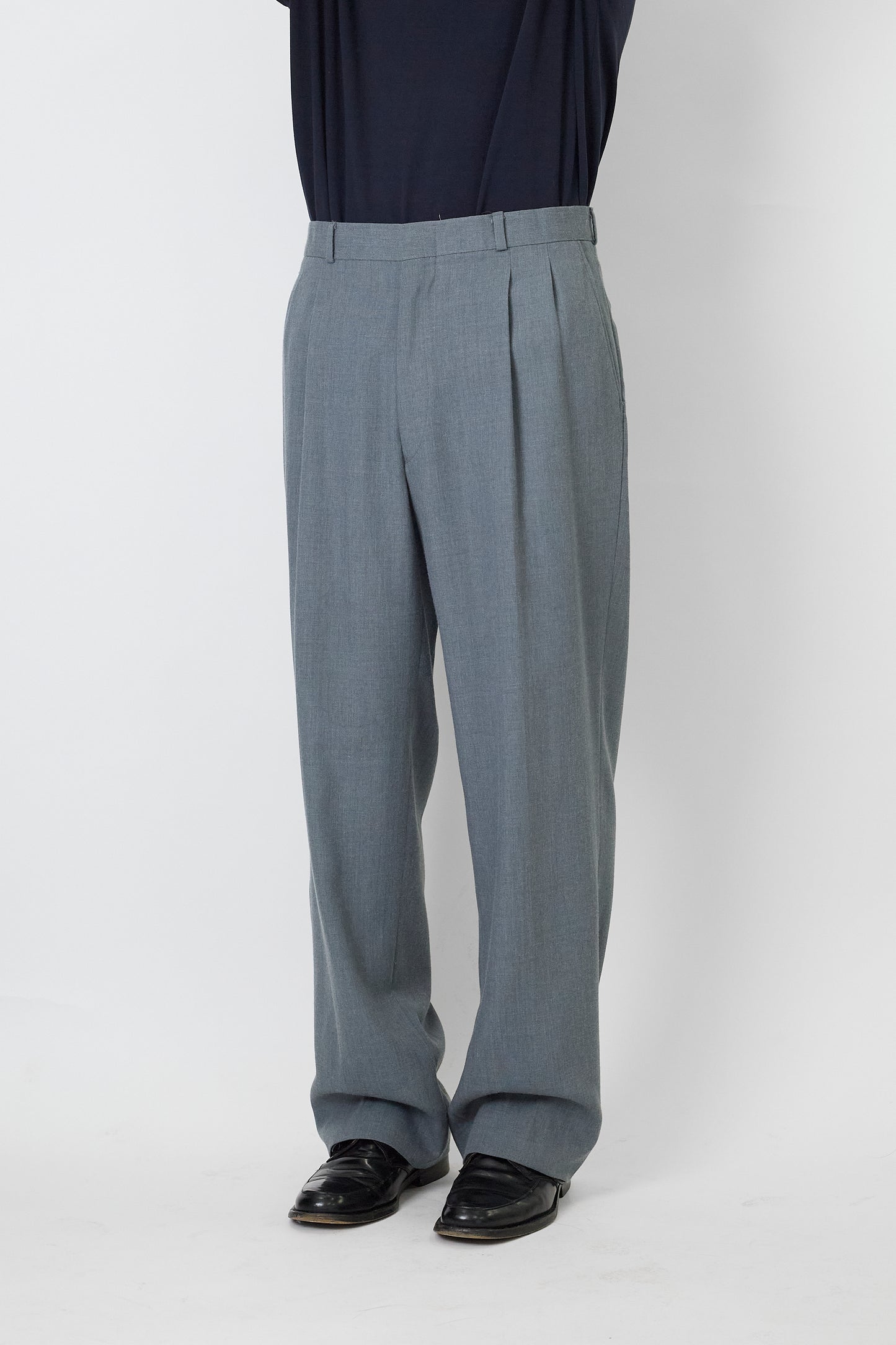 VINTAGE LIGHT GRAY WOOL WIDE PANTS