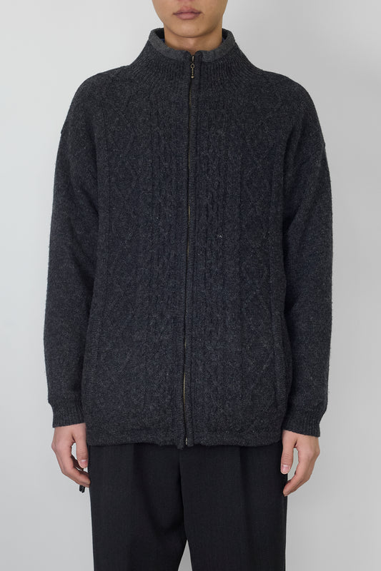 VINTAGE GRAY WOOL ZIP UP KNIT JACKET