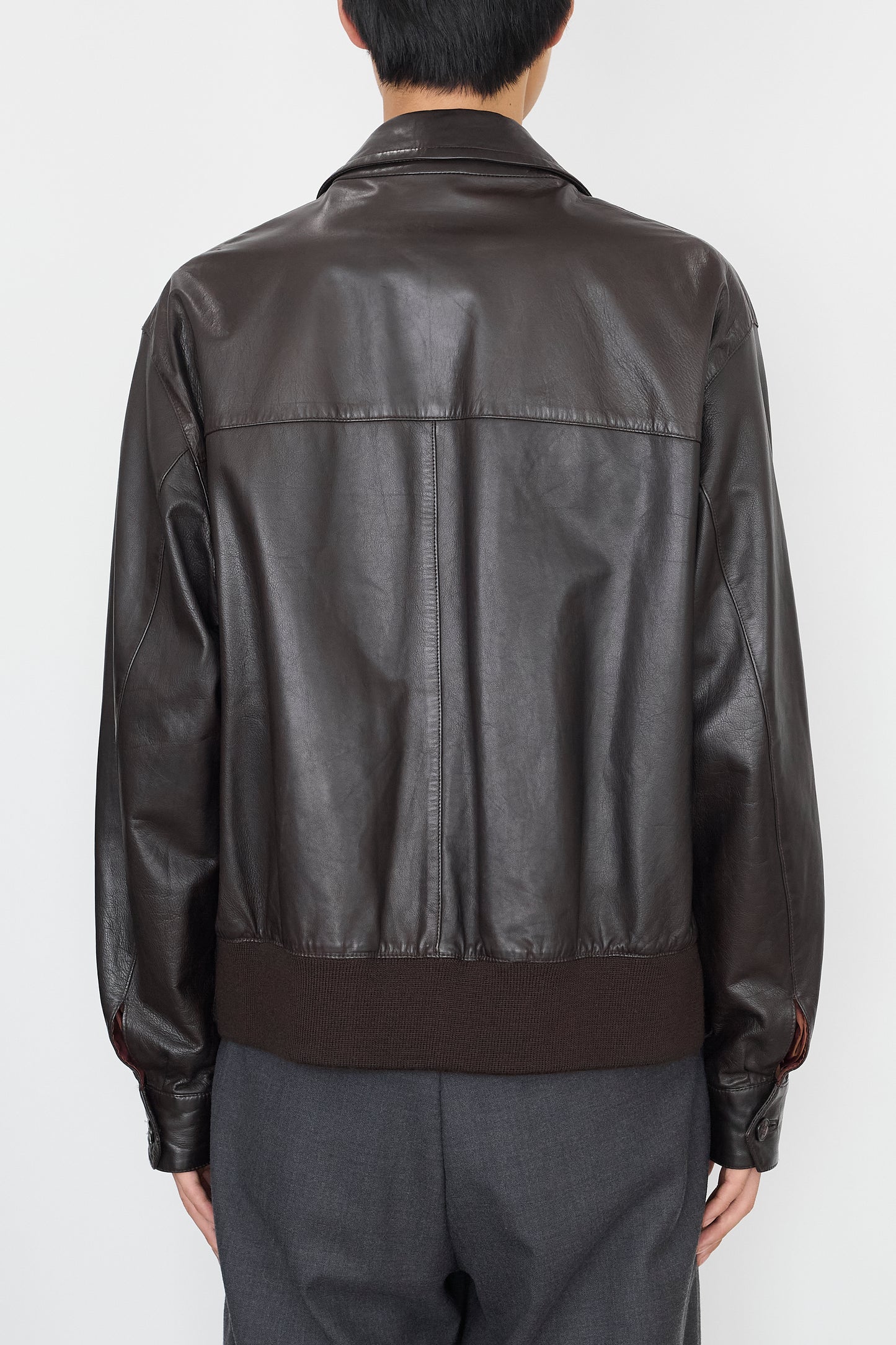 GIORGIO ARMANI BROWN LEATHER FLIGHT JACKET MADE IN ITALY