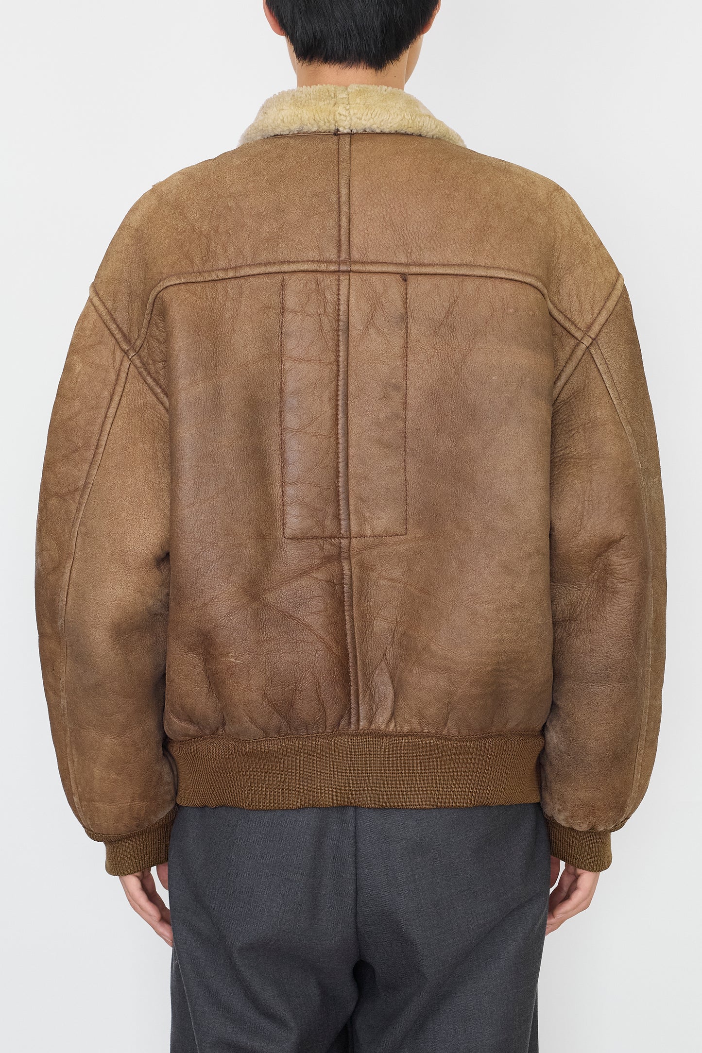 EMPORIO ARMANI BROWN LEATHER FLIGHT JACKET MADE IN ITALY