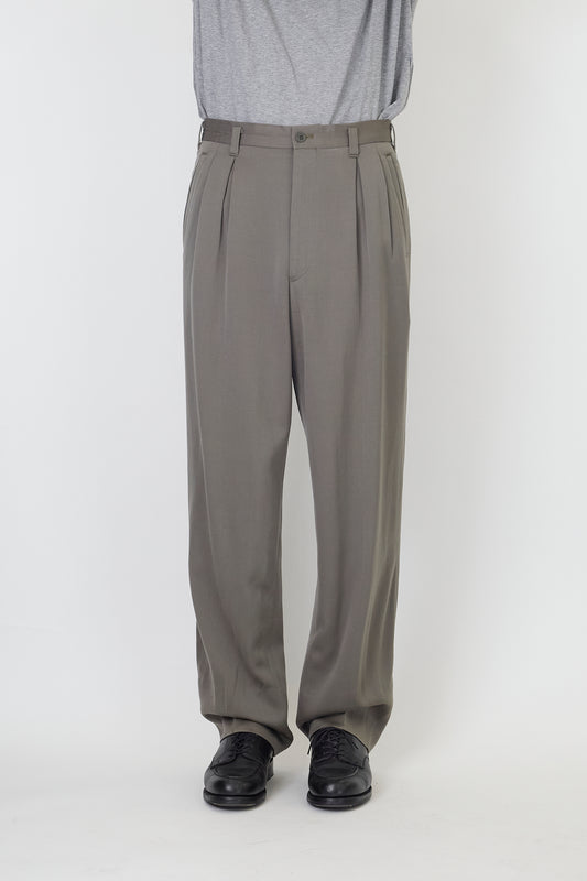 CHRISTIAN DIOR KHAKI WOOL WIDE PANTS