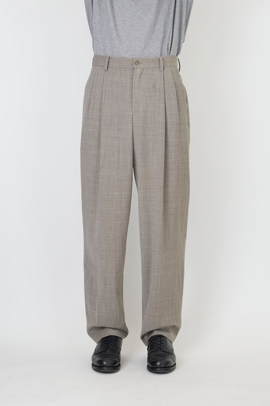 ISSEY MIYAKE LIGHT GRAY WOOL WIDE PANTS