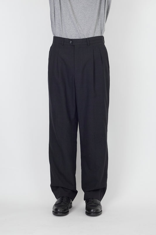 VINTAGE GRAY WOOL WIDE PANTS MADE IN ITALY