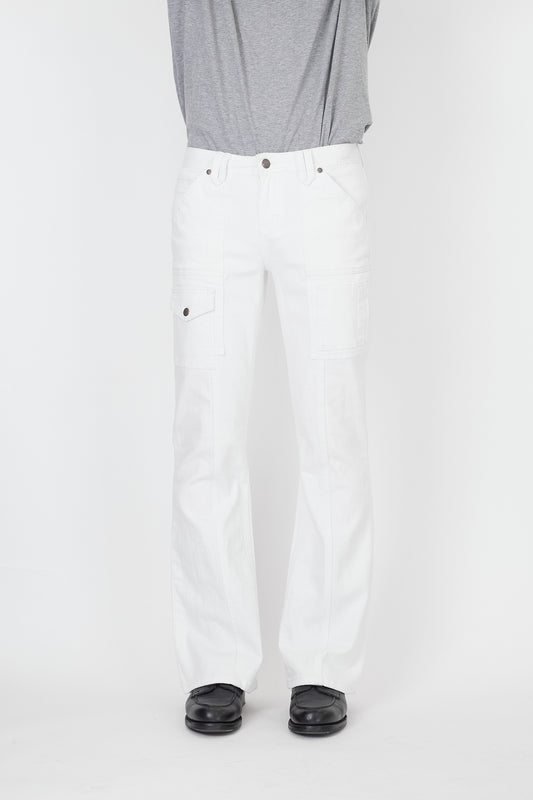 VINTAGE WHITE DENIM FLARE PANTS