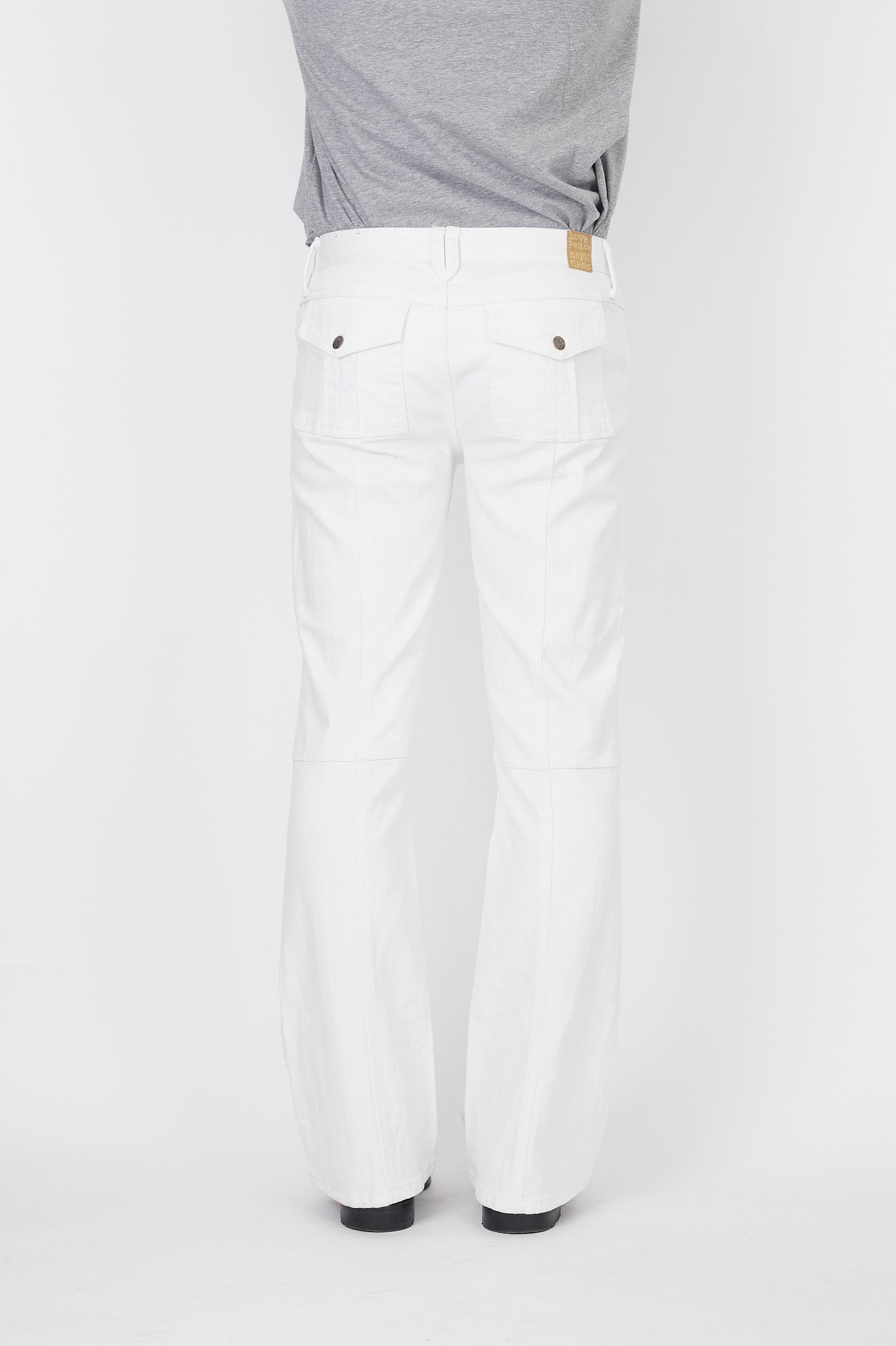 VINTAGE WHITE DENIM FLARE PANTS