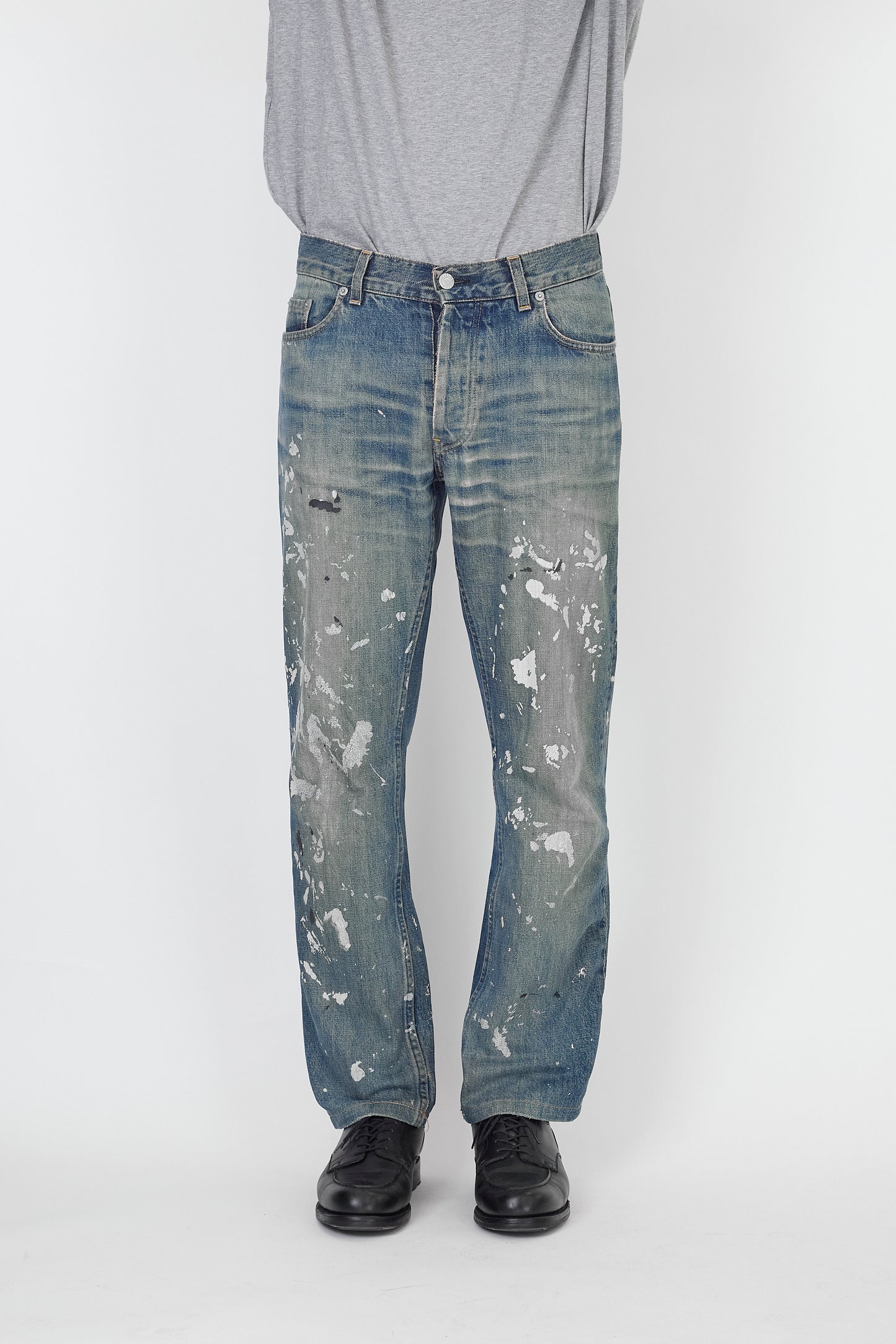 HELMUT LANG PAINTED BLUE DENIM PANTS MADE IN ITALY
