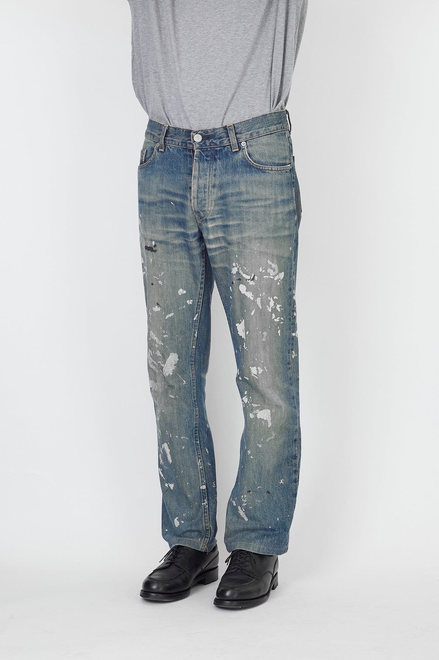 HELMUT LANG PAINTED BLUE DENIM PANTS MADE IN ITALY
