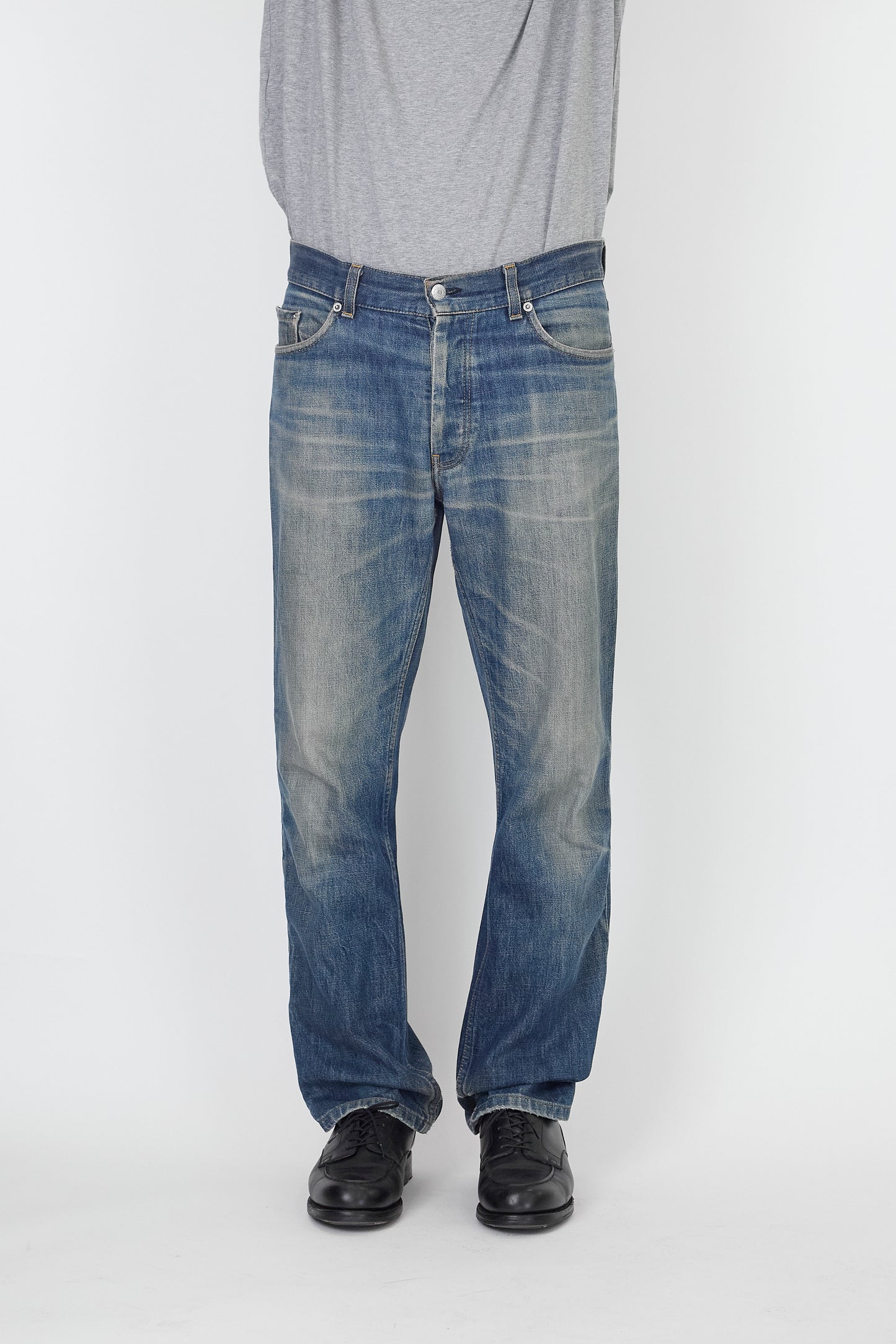 HELMUT LANG BLUE DENIM STRAIGHT PANTS MADE IN ITALY