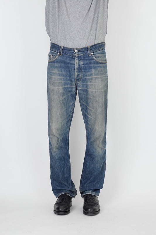 HELMUT LANG BLUE DENIM STRAIGHT PANTS MADE IN ITALY