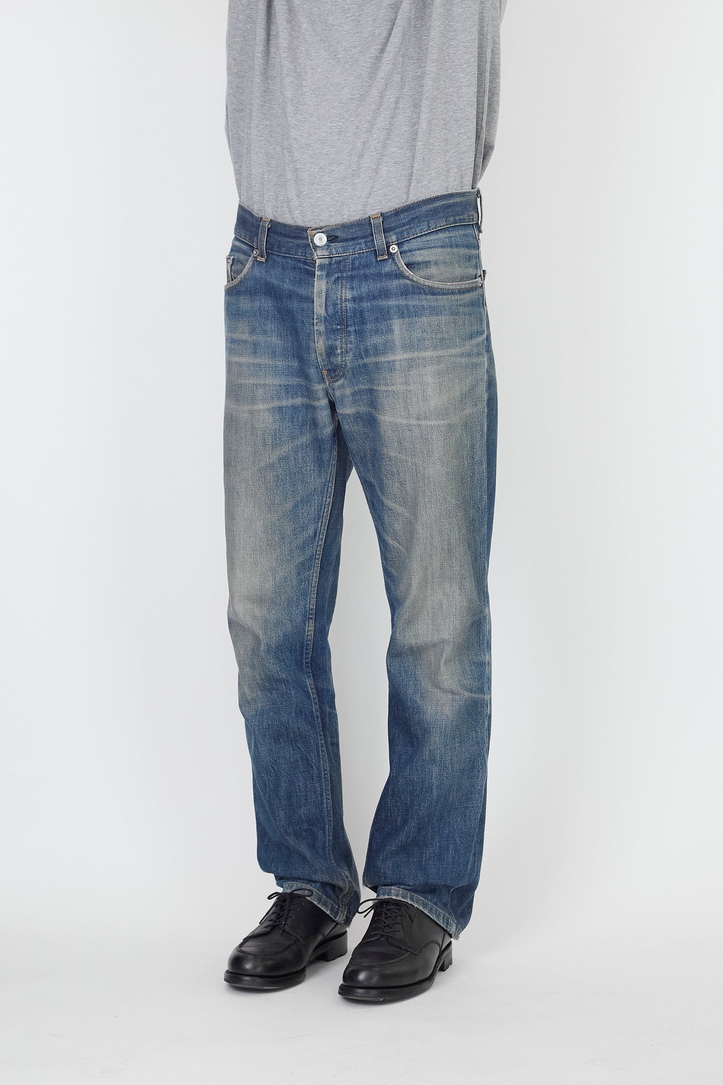 HELMUT LANG BLUE DENIM STRAIGHT PANTS MADE IN ITALY