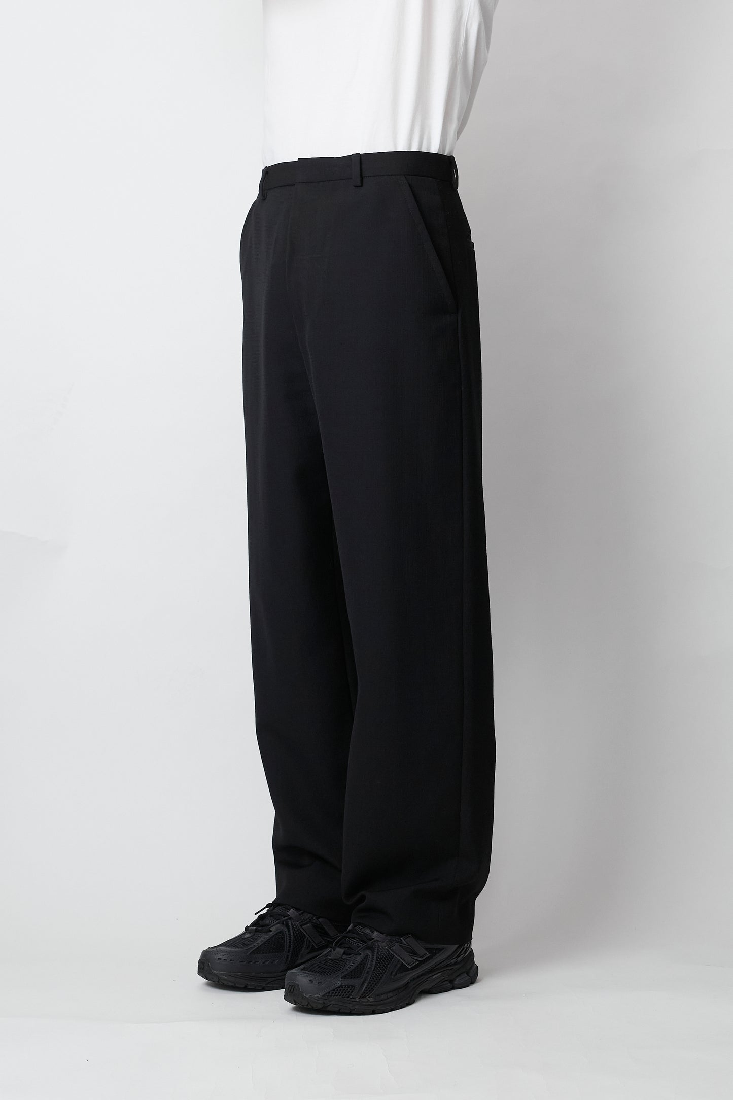 ACNE STUDIOS BLACK WOOL WIDE PANTS