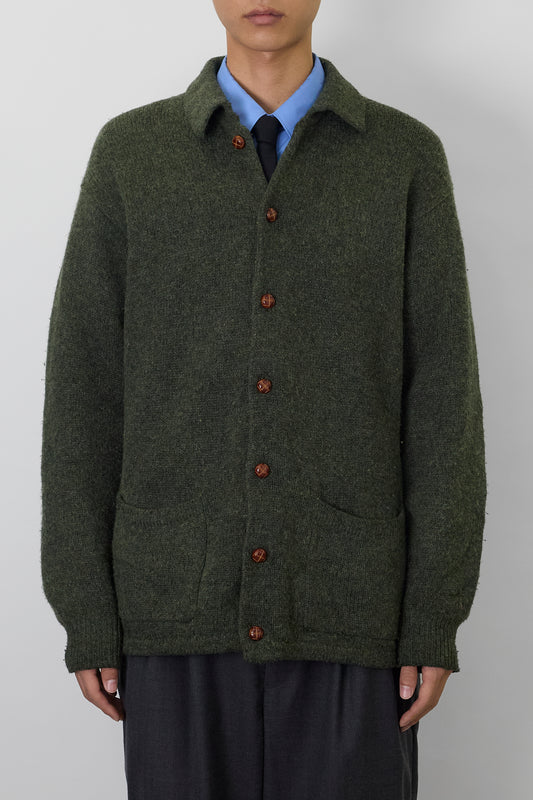 VINTAGE GREEN WOOL KNIT JACKET MADE IN SPAIN