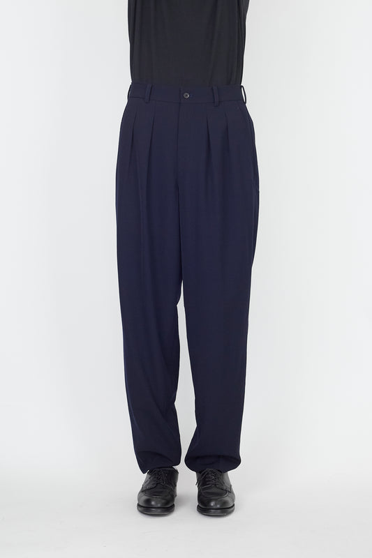 YOHJI YAMAMOTO POUR HOMME NAVY WOOL WIDE PANTS