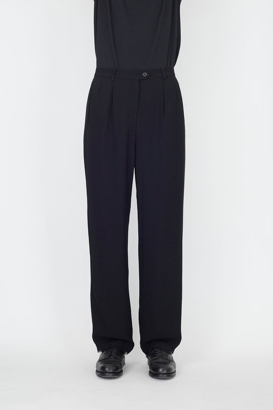 VINTAGE DESIGNED BLACK WIDE PANTS