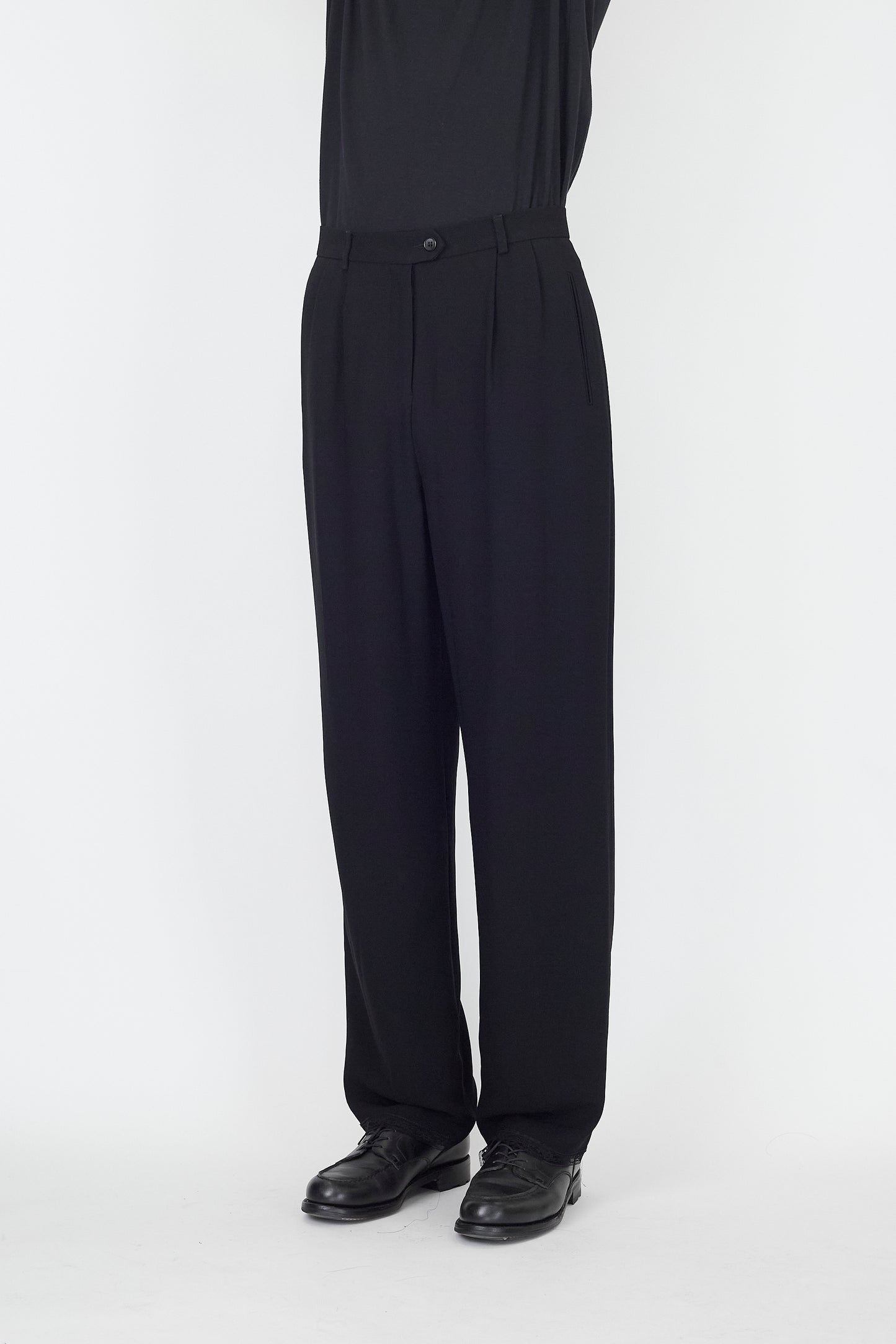 VINTAGE DESIGNED BLACK WIDE PANTS