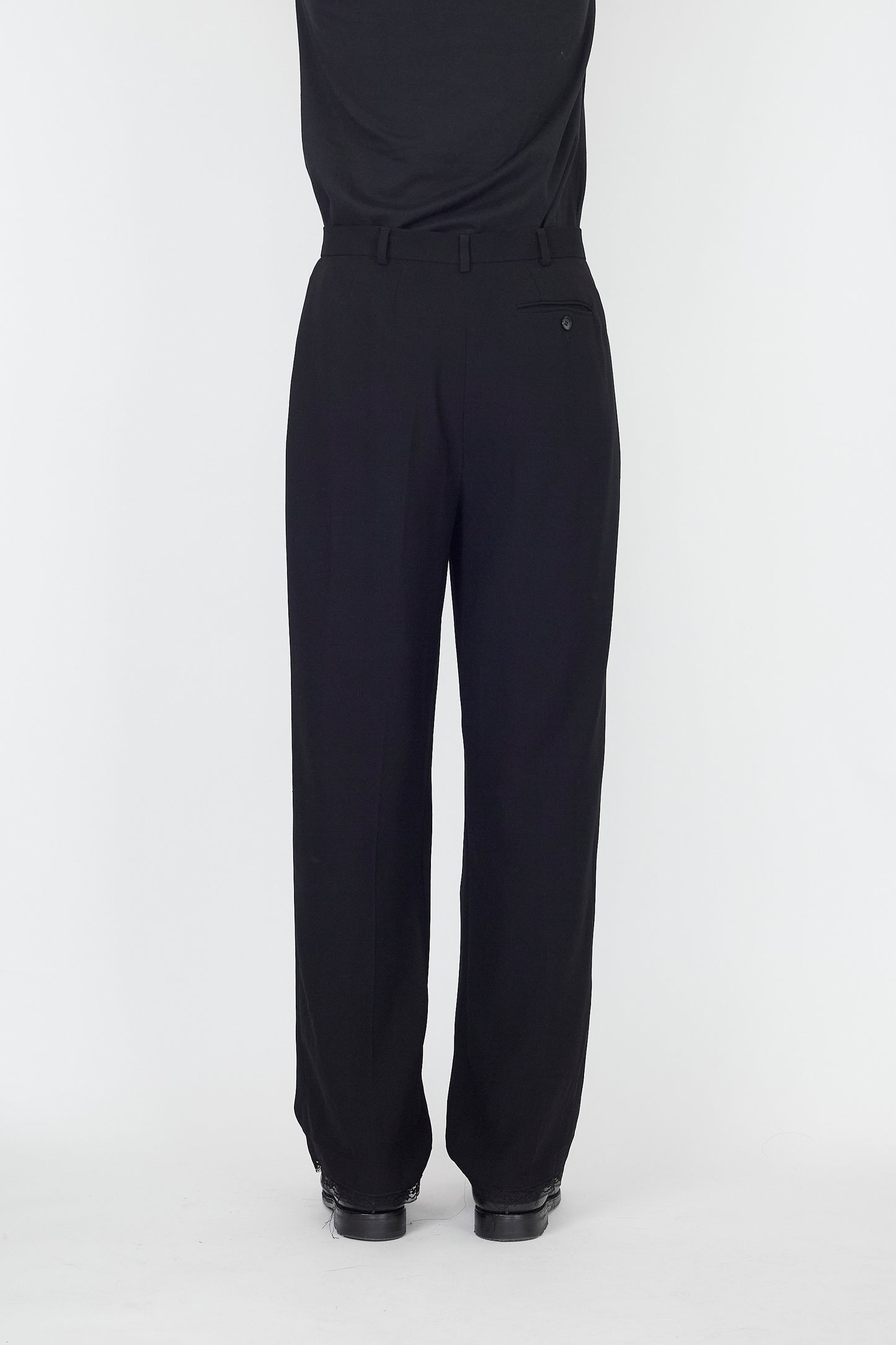 VINTAGE DESIGNED BLACK WIDE PANTS
