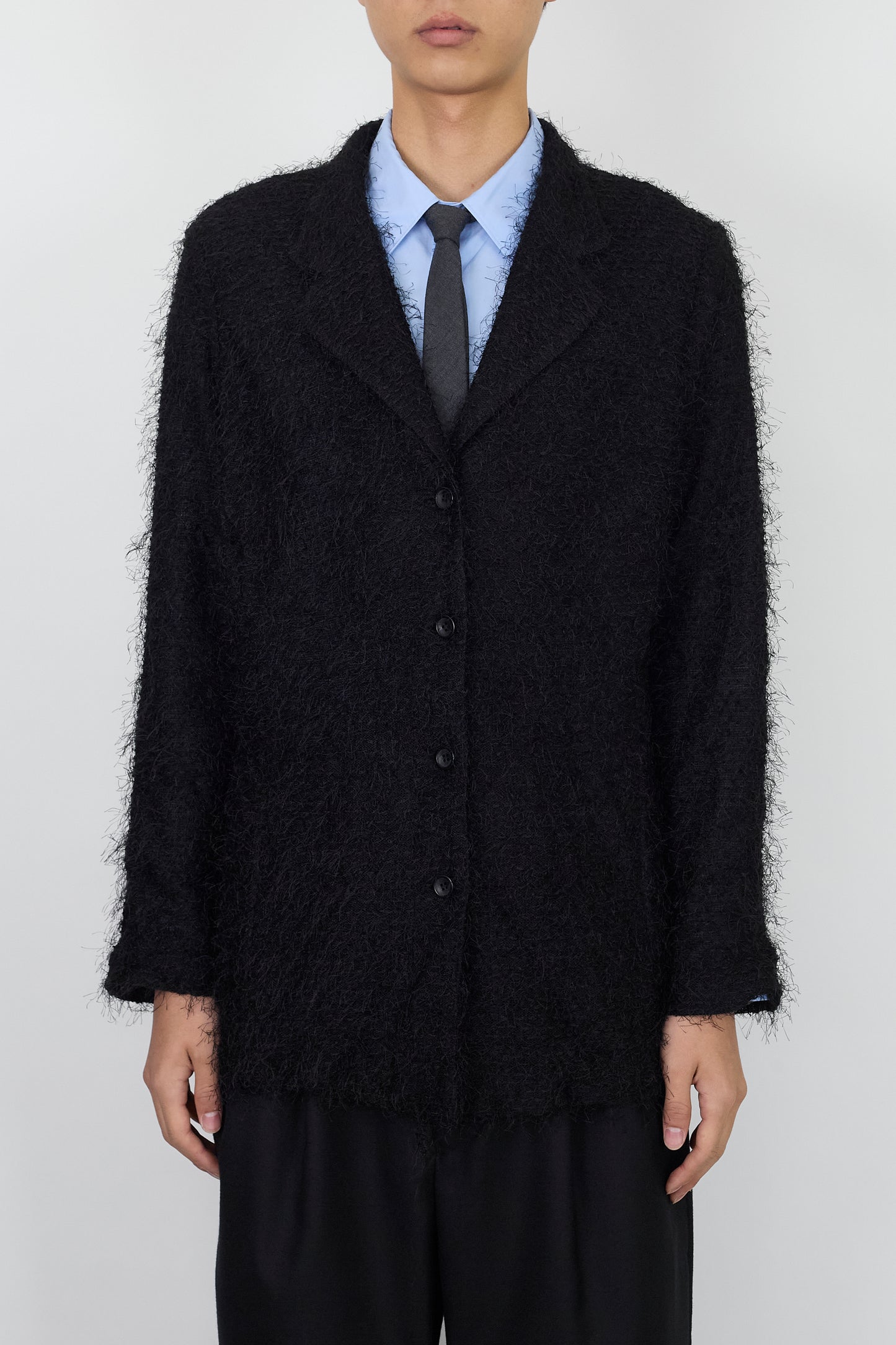 VINTAGE BLACK SHAGGY TAILORED JACKET