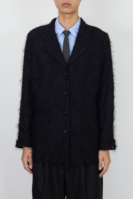 VINTAGE BLACK SHAGGY TAILORED JACKET