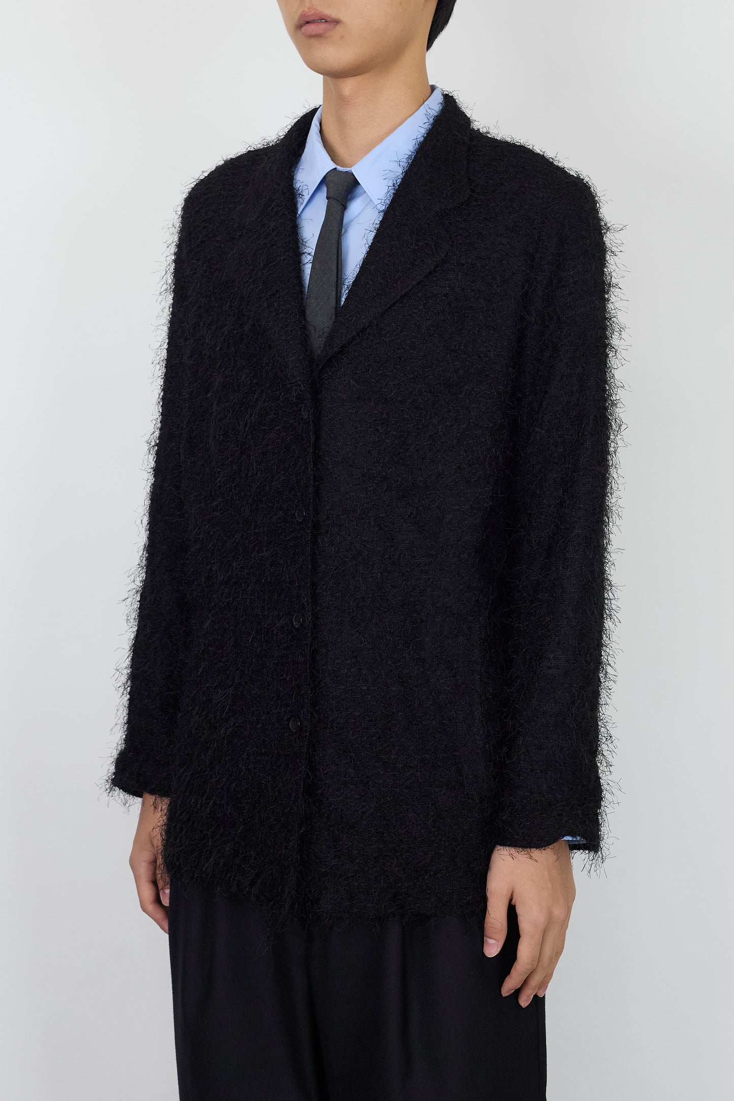 VINTAGE BLACK SHAGGY TAILORED JACKET