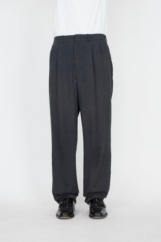 VINTAGE GRAY LINEN WIDE PANTS