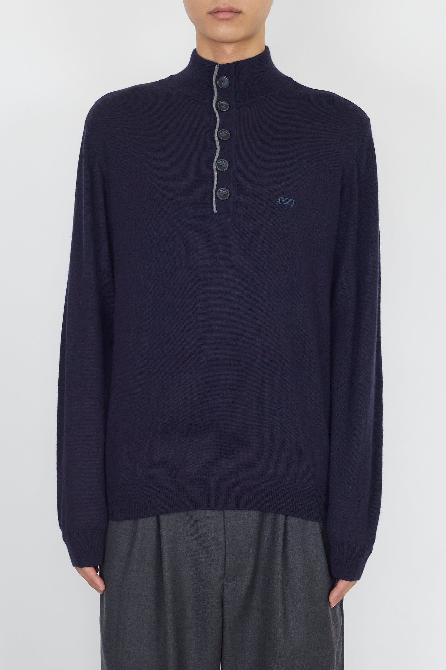 ARMANI JEANS DESIGNED NAVY WOOL KNIT