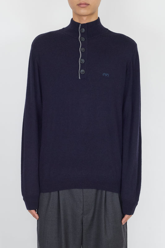 ARMANI JEANS DESIGNED NAVY WOOL KNIT