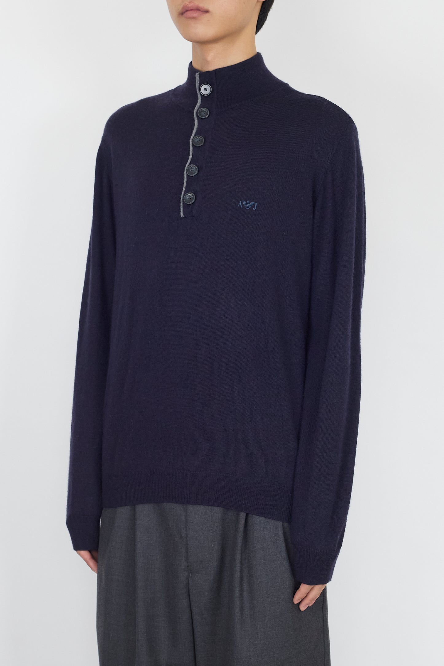 ARMANI JEANS DESIGNED NAVY WOOL KNIT